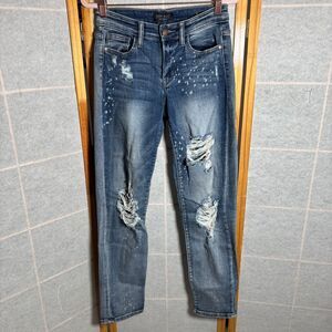 Judy Blue Mid‎ Rise Boyfriend Fit Distressed Medium Light Wash Women's Sz 0/24